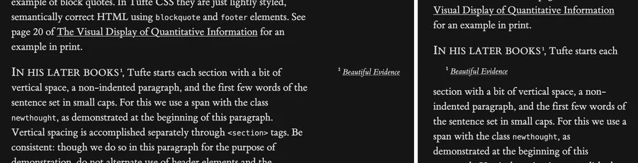 sidenote in margin versus in the paragraph